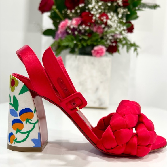 Christian Louboutin Shoes - Christian Louboutin Brio 85mm floral heel satin sandals
